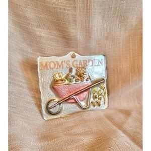 Vintage Glass 'Mom's Garden' Plaque